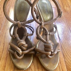 Roberto Cavalli Tan/Animal Print Sandals 8 👡